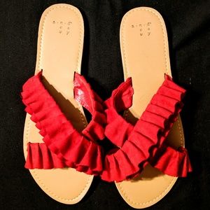 A New Day Red Ruffle Sandals